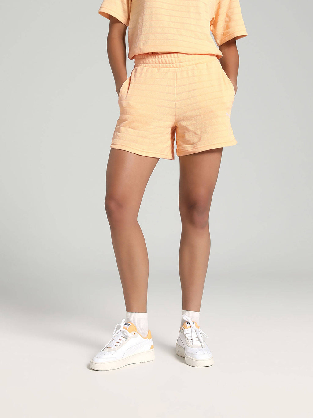 Orange Self Design Regular Fit Shorts - view 1