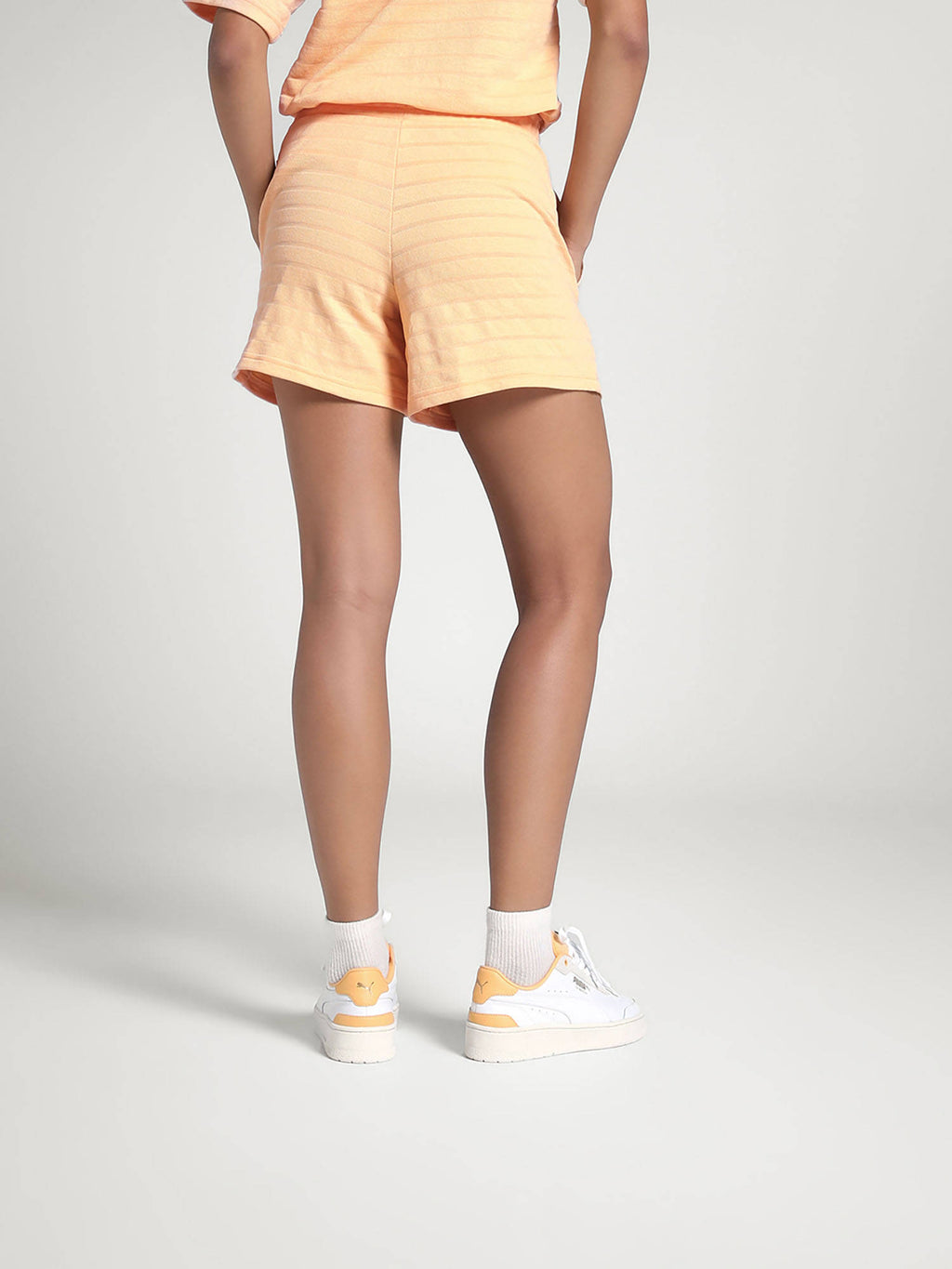 Orange Self Design Regular Fit Shorts - view 4