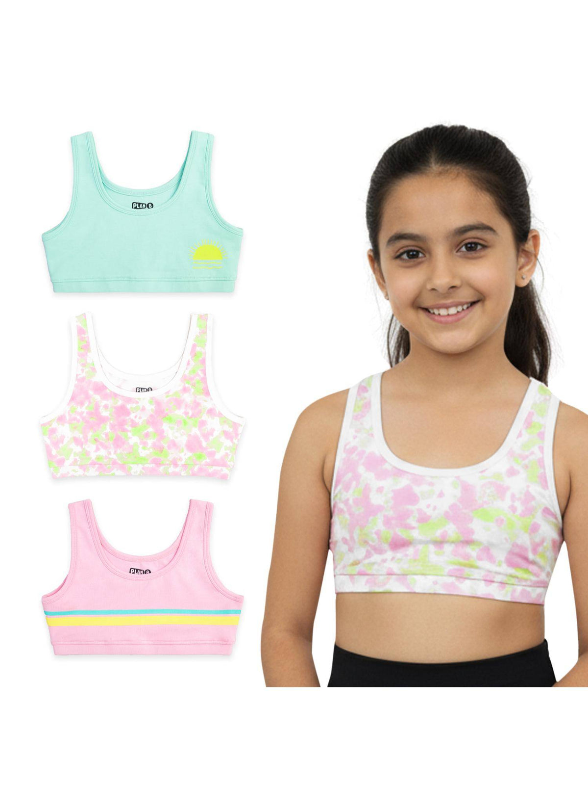 U-Shaped Double Layered Sports Bra - (Pack of 3) | sb09 - view 1