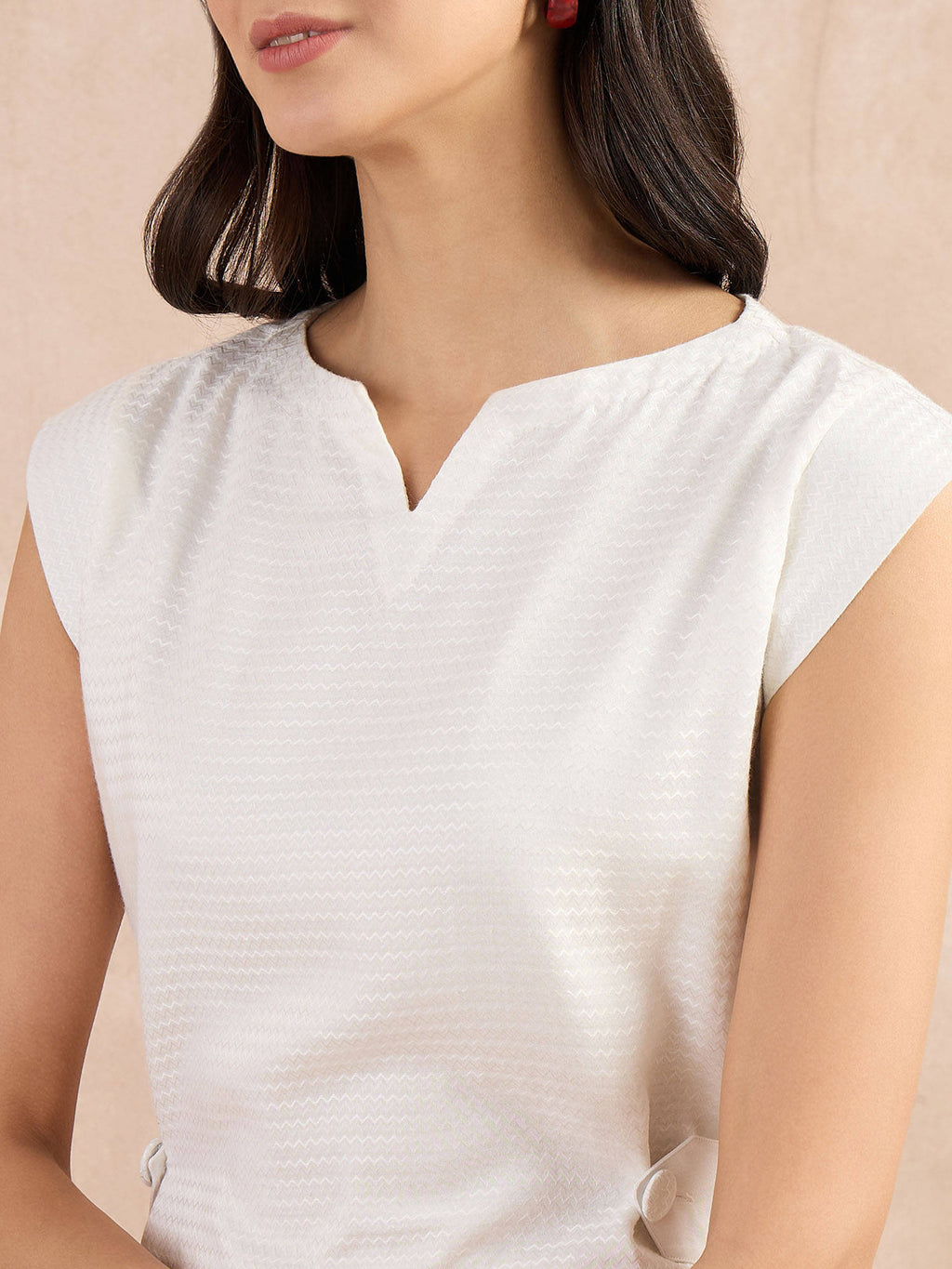 White Herringbone Peplum Top | pt51 - view 5