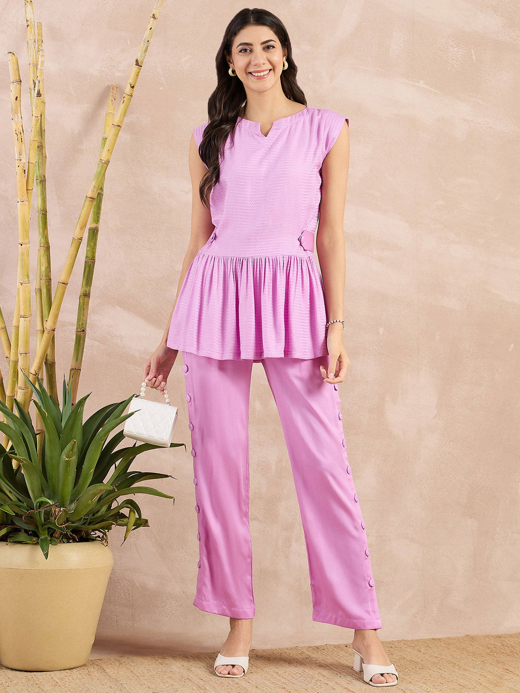 Purple Herringbone Peplum Top | pt51 - view 7