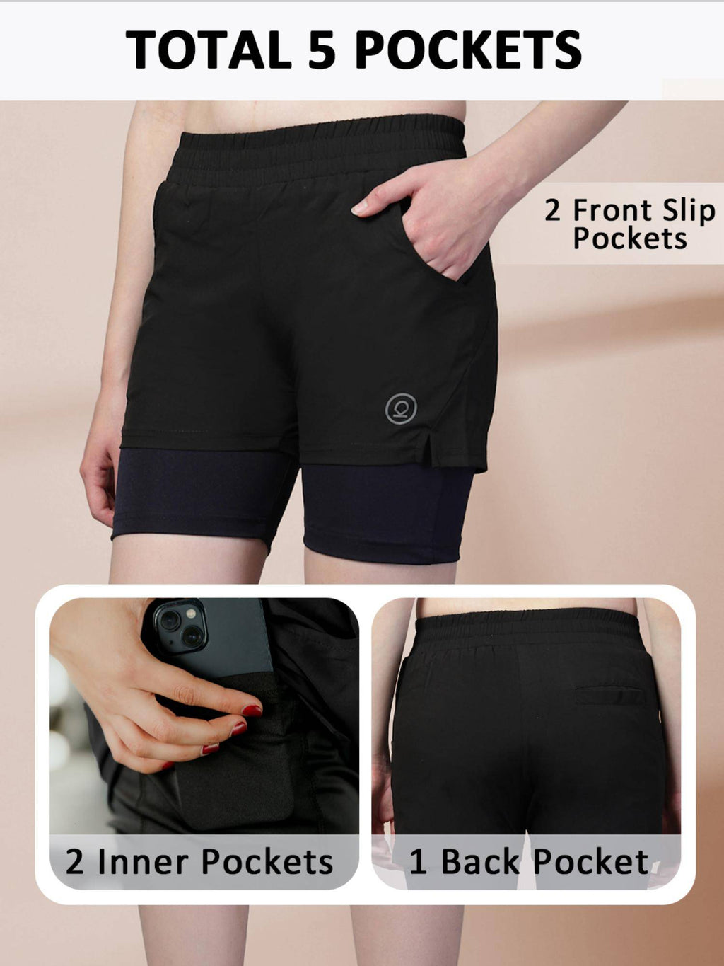 Double Layered Shorts For Women - Black - view 3