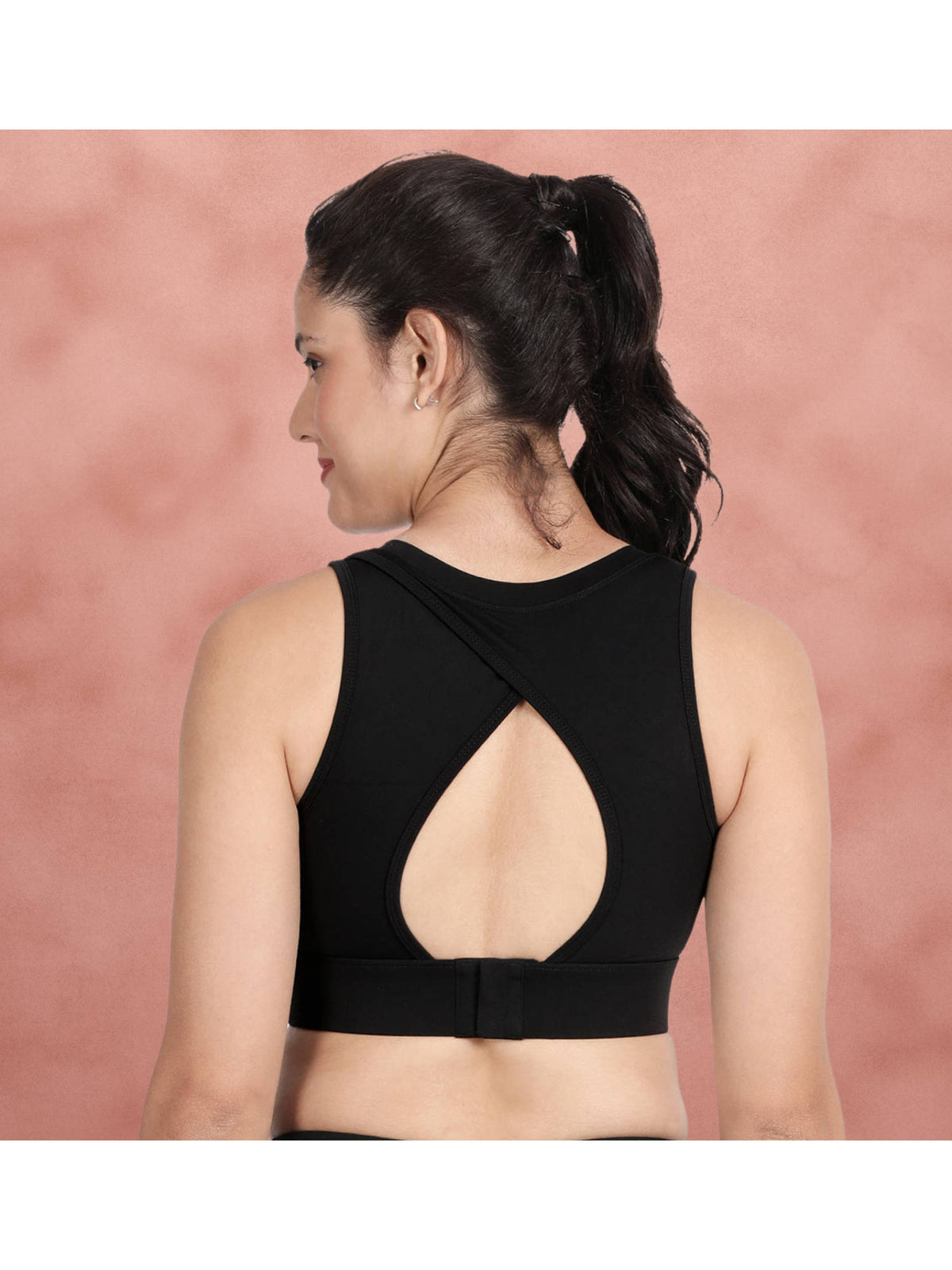 Black Beauty Medium Impact Criss Cross Padded Sports Bra | sb09 - view 2