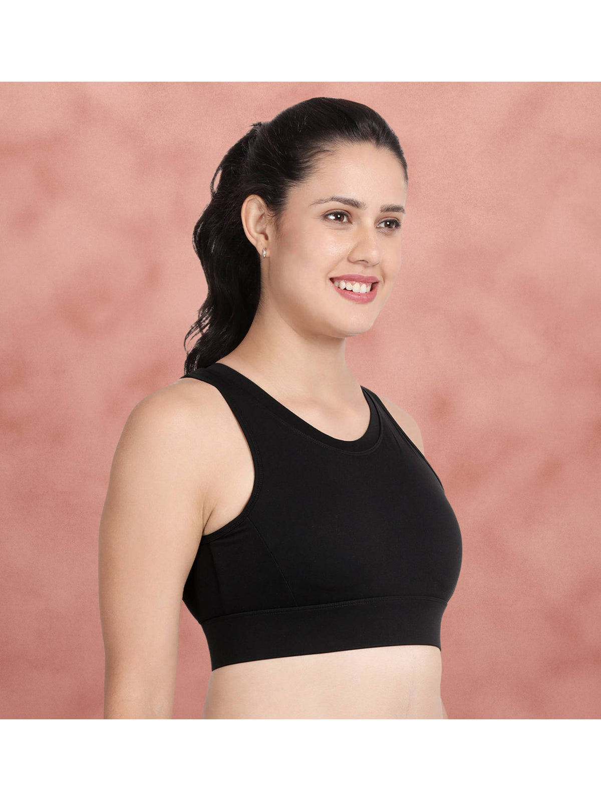 Black Beauty Medium Impact Criss Cross Padded Sports Bra | sb09 - view 3