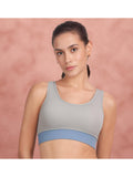 Grey And Blue Low Impact Removable Padding Sports Bra | sb09 - view 1