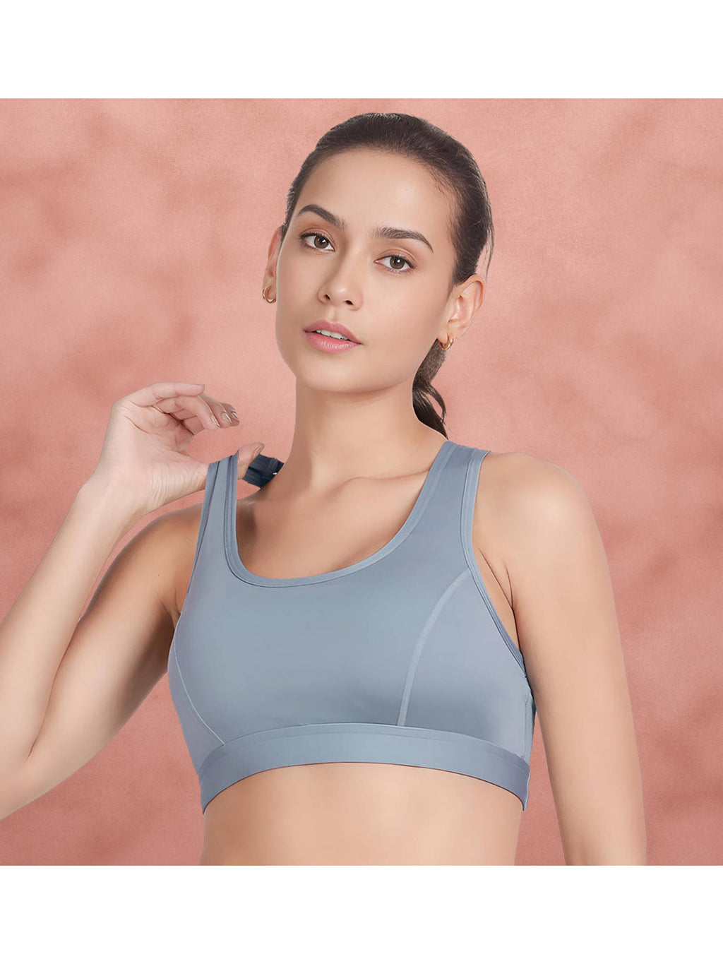 Windsurfer Blue Mesh Back Panel Low Impact Sports Bra | sb09 - view 1