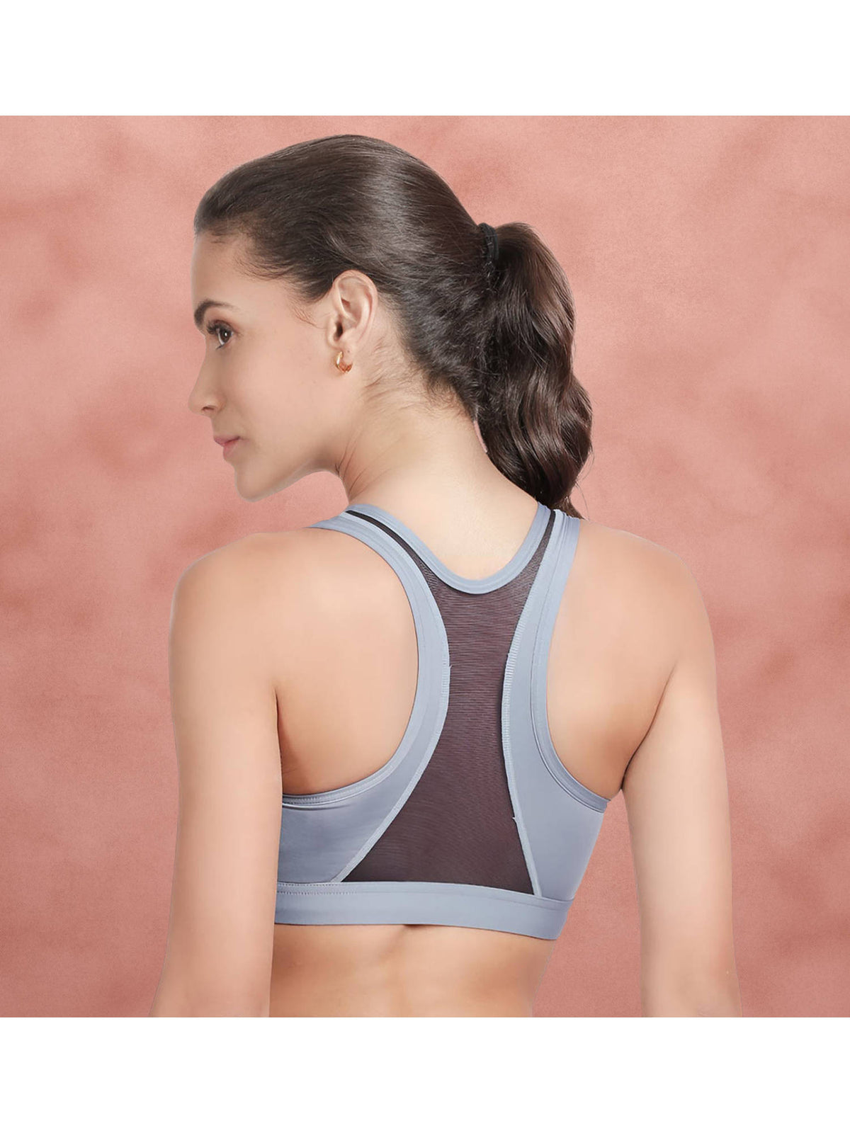 Windsurfer Blue Mesh Back Panel Low Impact Sports Bra | sb09 - view 2