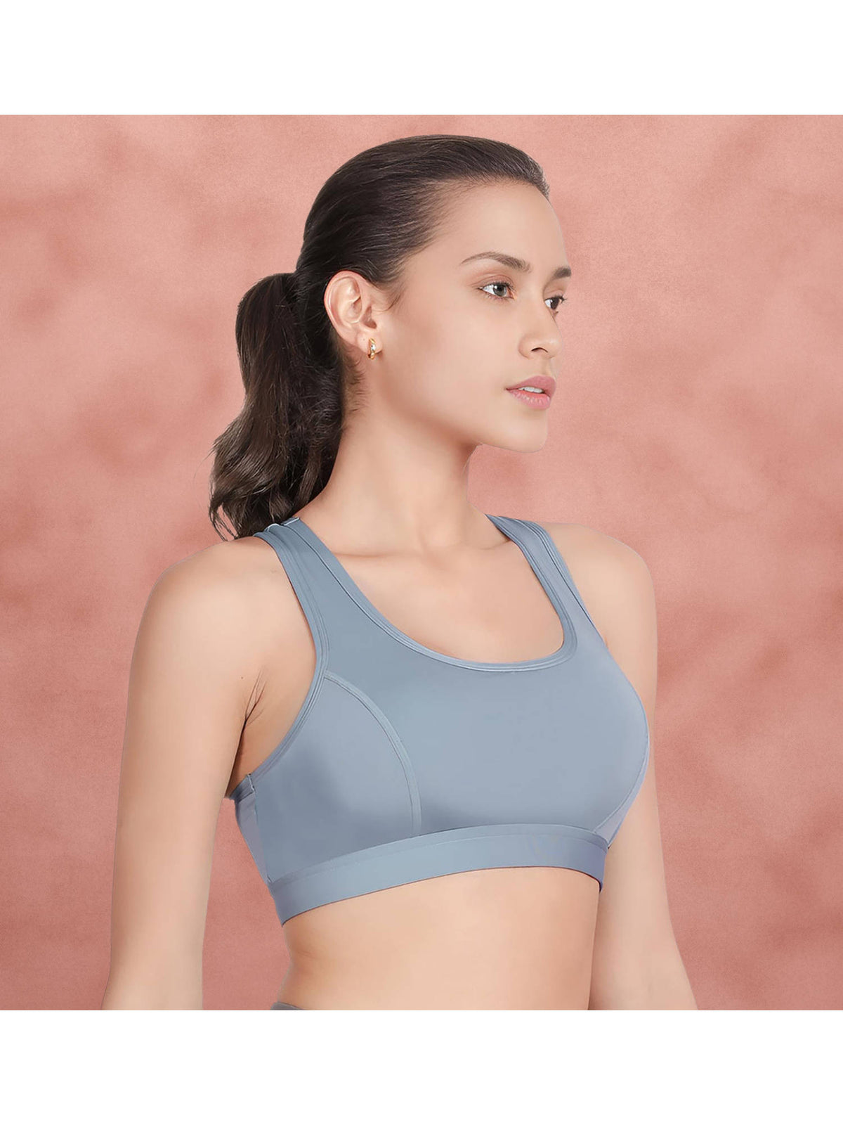 Windsurfer Blue Mesh Back Panel Low Impact Sports Bra | sb09 - view 3