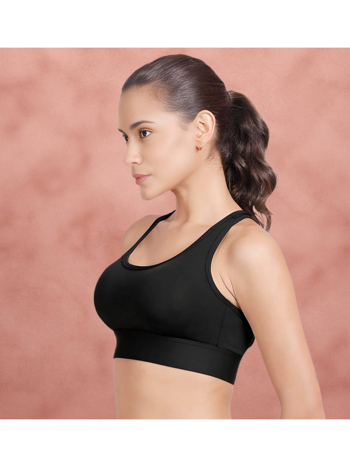 Black Beauty Removable Padding Low Impact Sports Bra | sb09 - view 3
