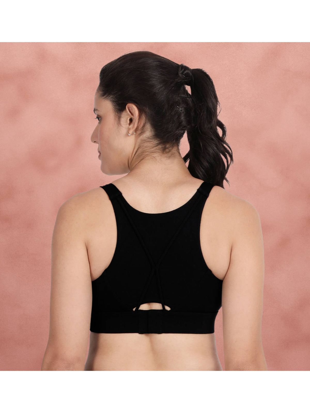 Black Beauty Medium Impact Racerback Padded Sports Bra | sb09 - view 2