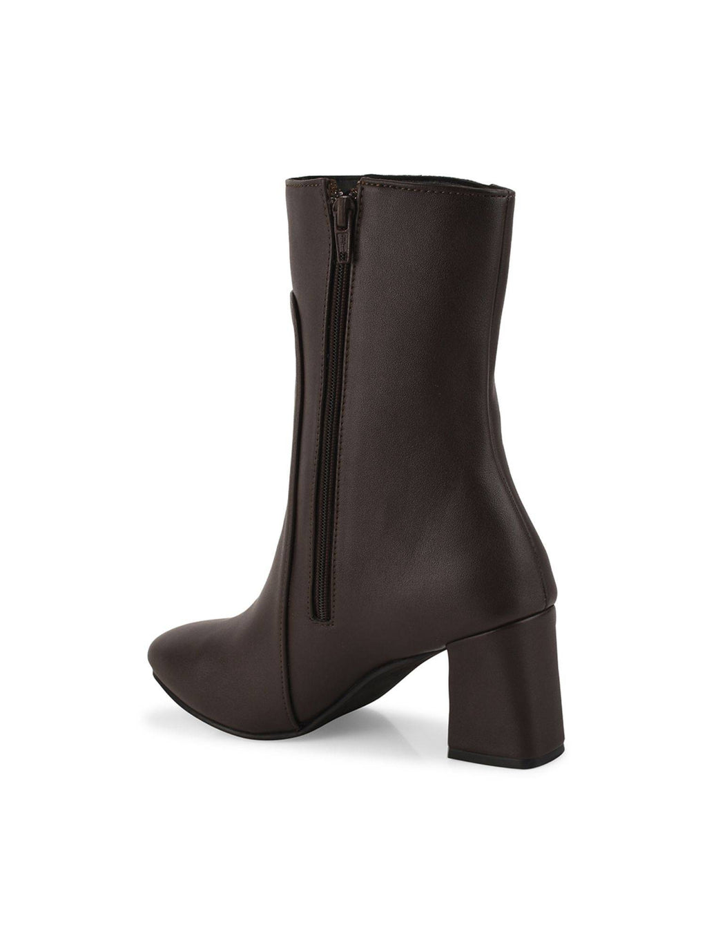 Ankle Length Brown Block Heel Boots | BT61 - view 3