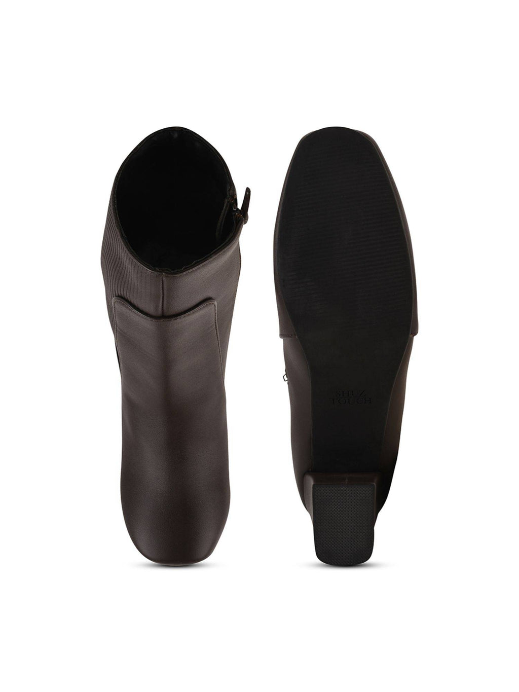 Ankle Length Brown Block Heel Boots | BT61 - view 4