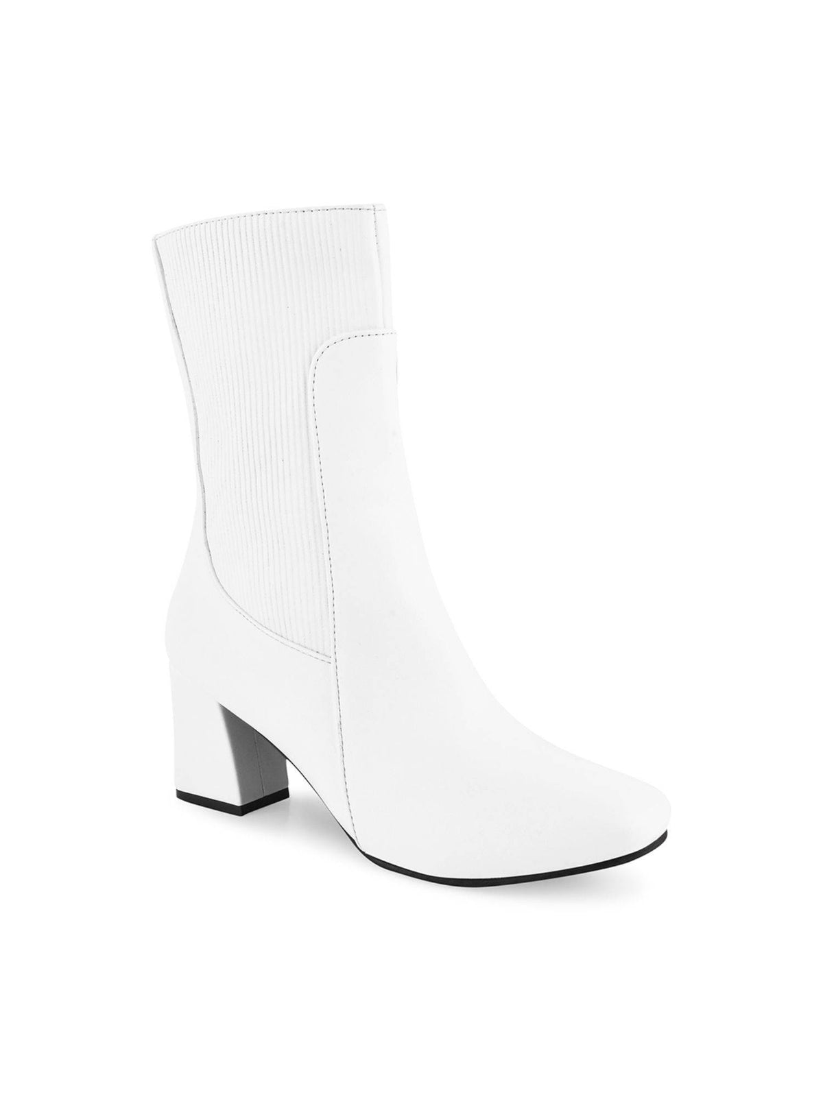 Ankle Length White Block Heel Boots | BT61 - view 2