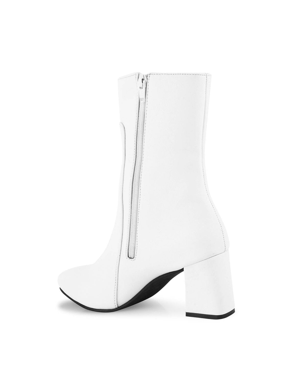 Ankle Length White Block Heel Boots | BT61 - view 3