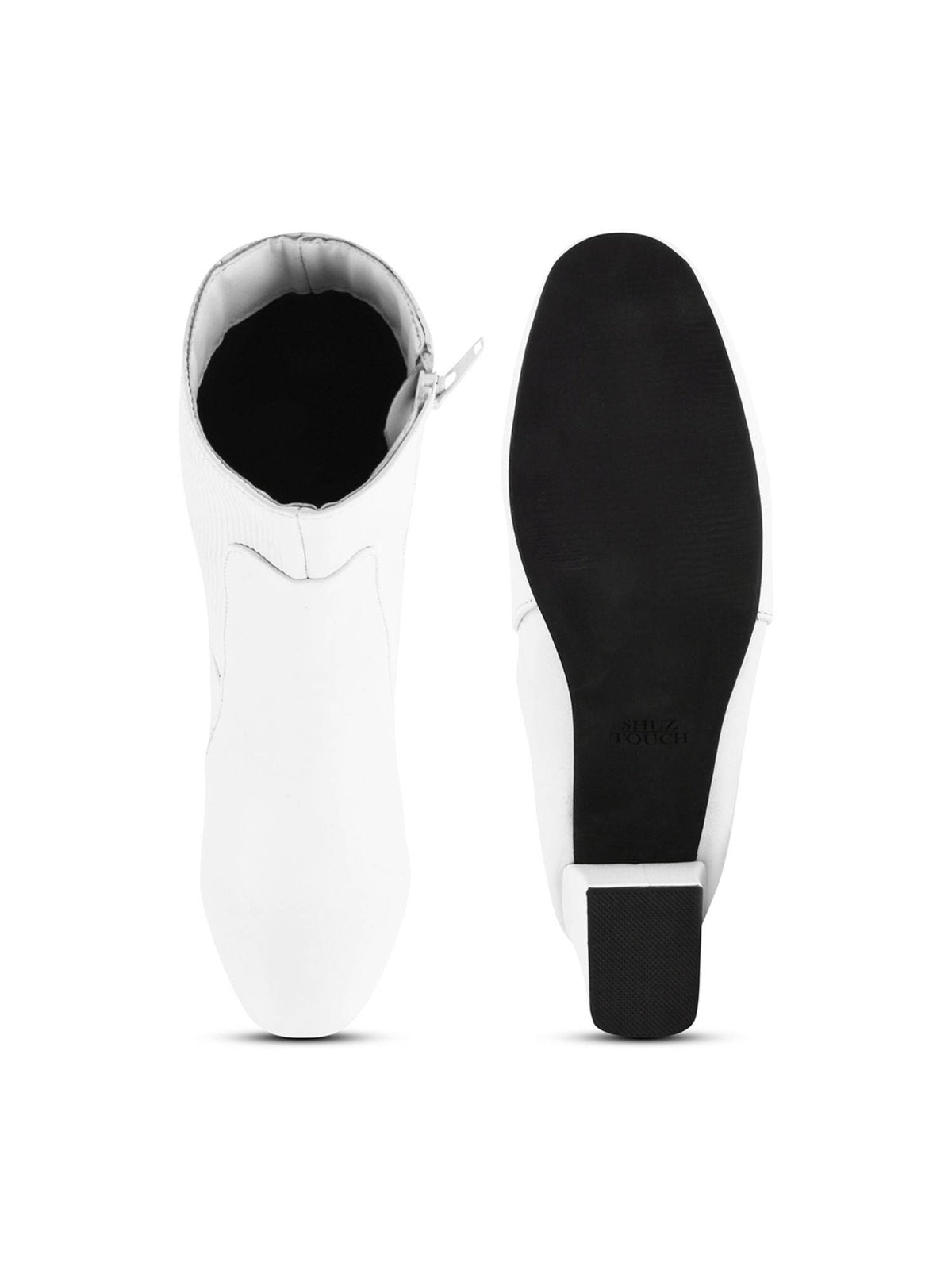 Ankle Length White Block Heel Boots | BT61 - view 4