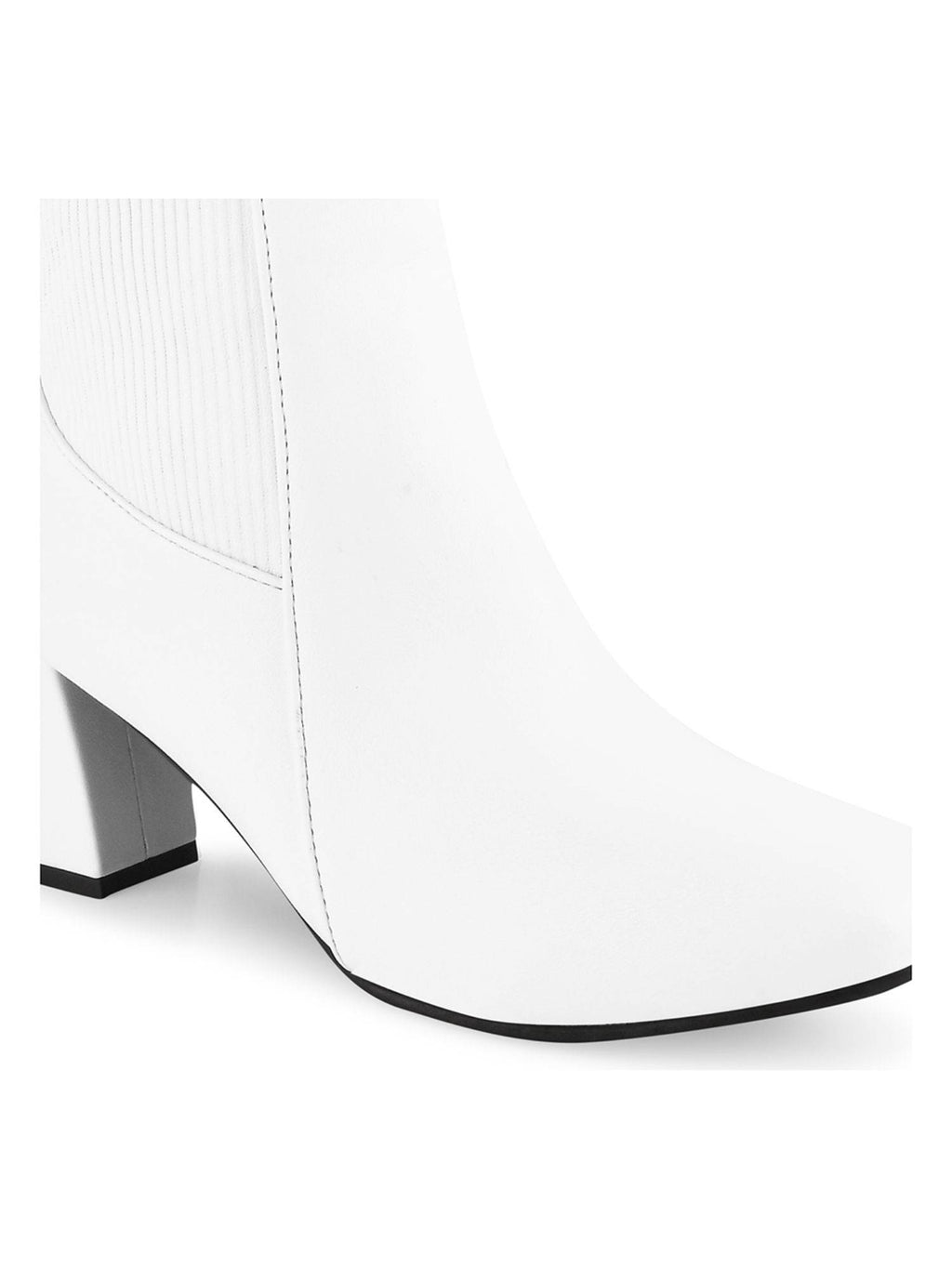 Ankle Length White Block Heel Boots | BT61 - view 5