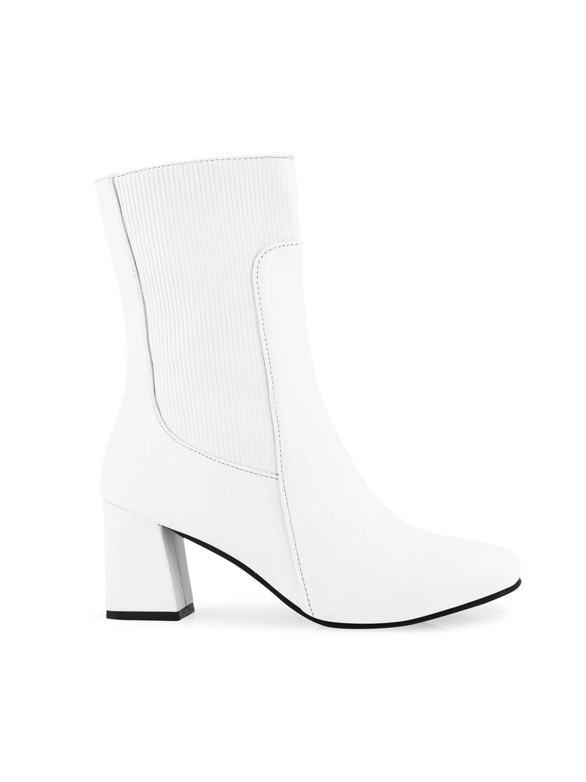 Ankle Length White Block Heel Boots | BT61 - view 6