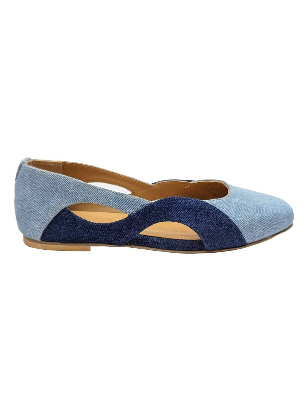 Wave Cut Out Blue Denim Ballerinas | F61 - view 4
