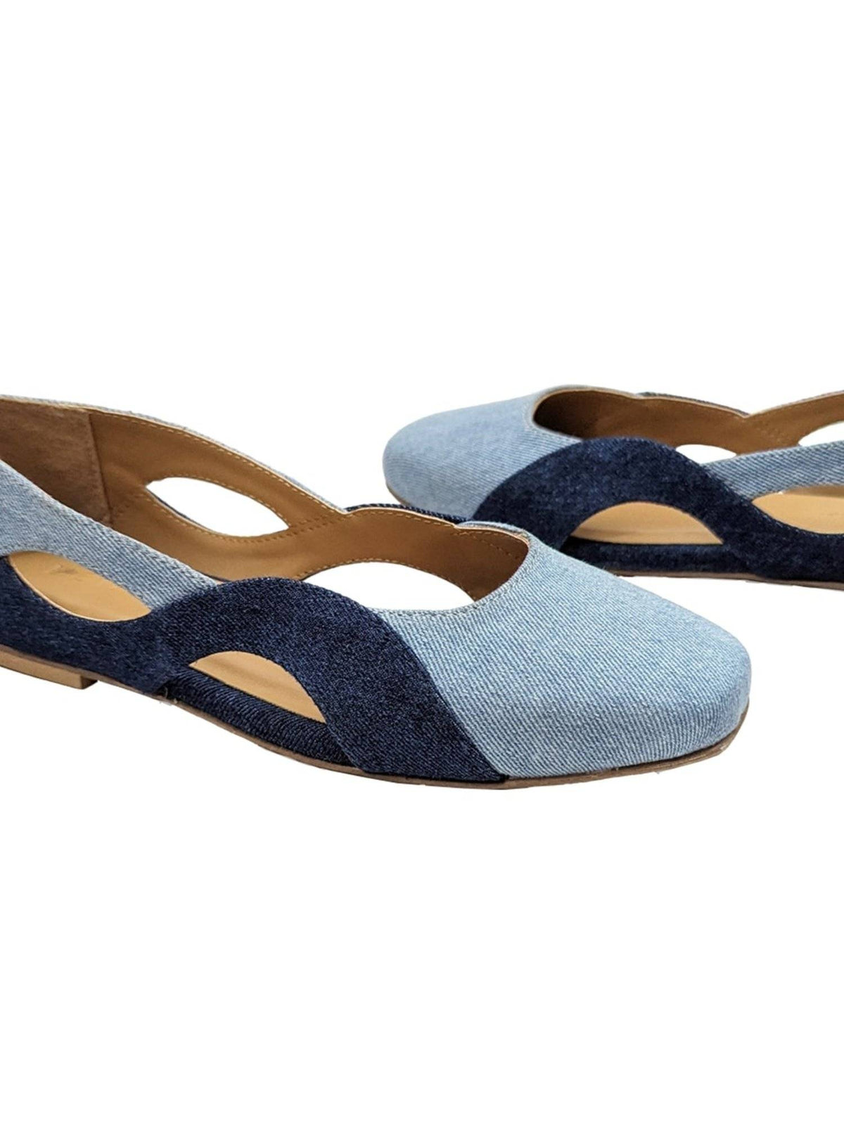 Wave Cut Out Blue Denim Ballerinas | F61 - view 5