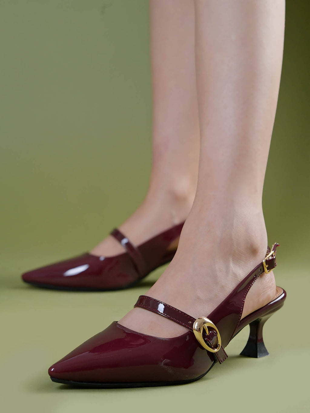 Women Maroon Spool Sandal Heels | H78 - view 2