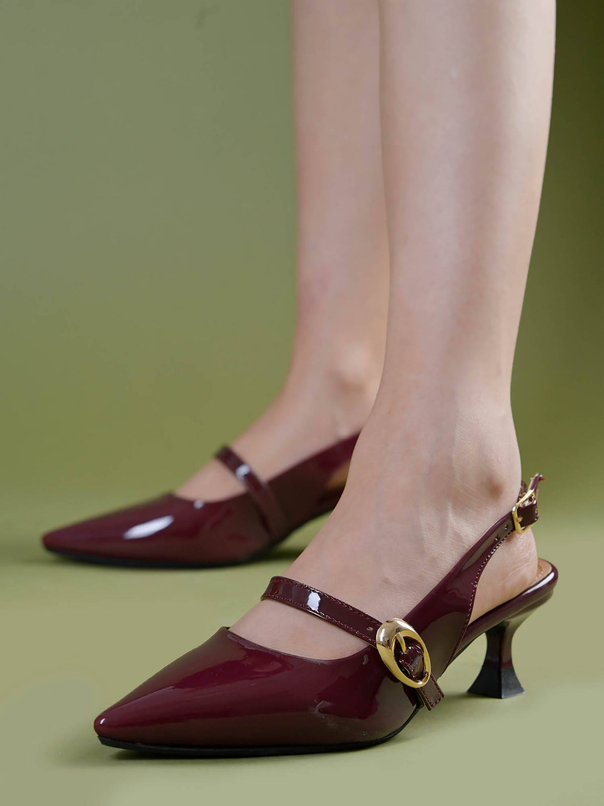 Women Maroon Spool Sandal Heels | H78 - view 2