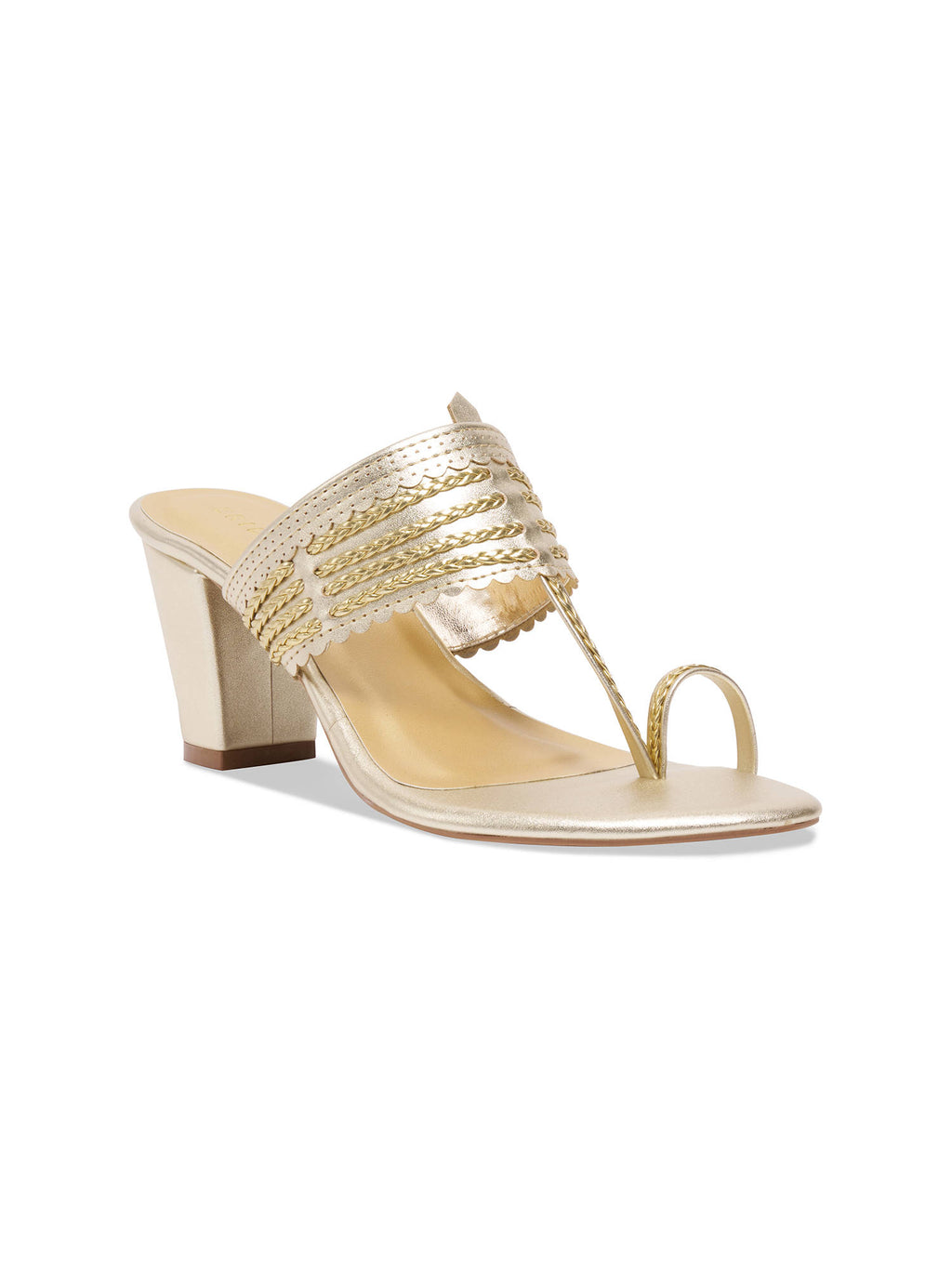 Shayaa Heeled Kolhapuri Gold | H78 - view 2