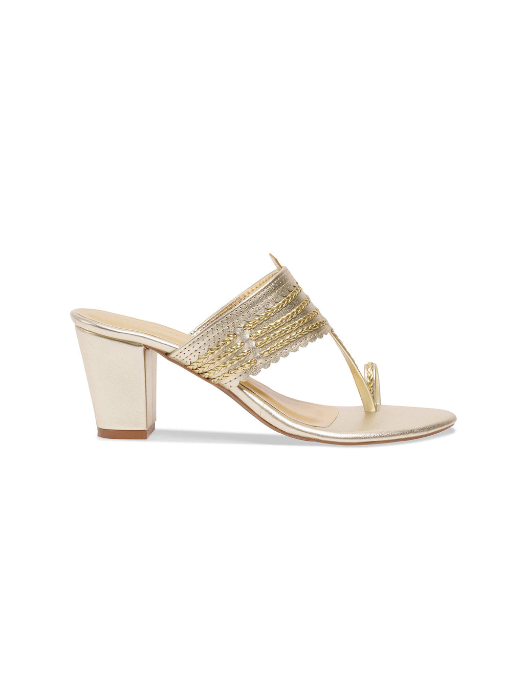 Shayaa Heeled Kolhapuri Gold | H78 - view 3