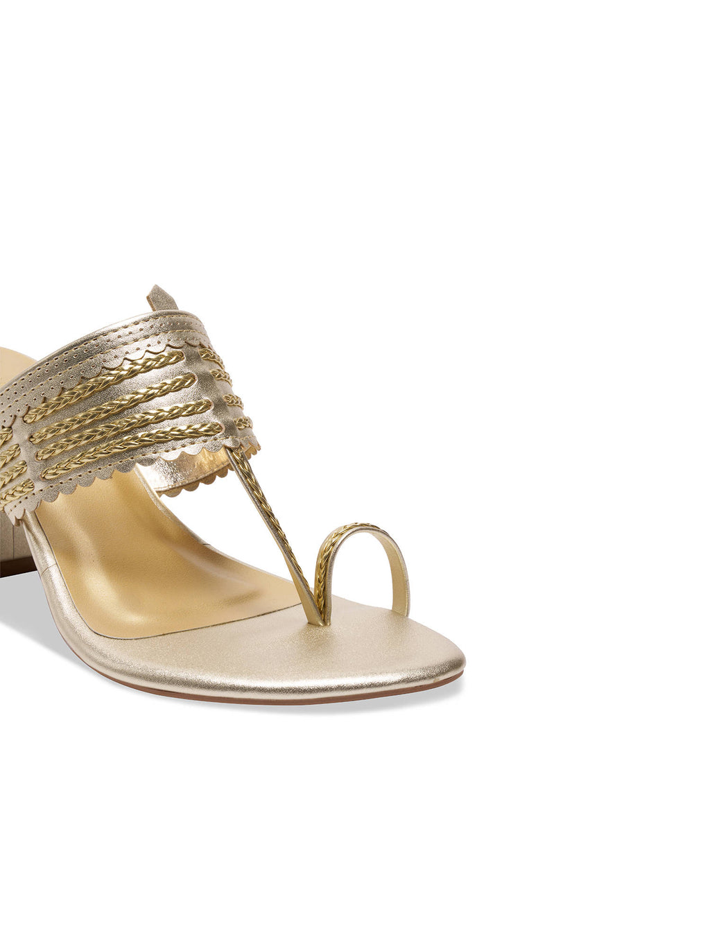 Shayaa Heeled Kolhapuri Gold | H78 - view 6