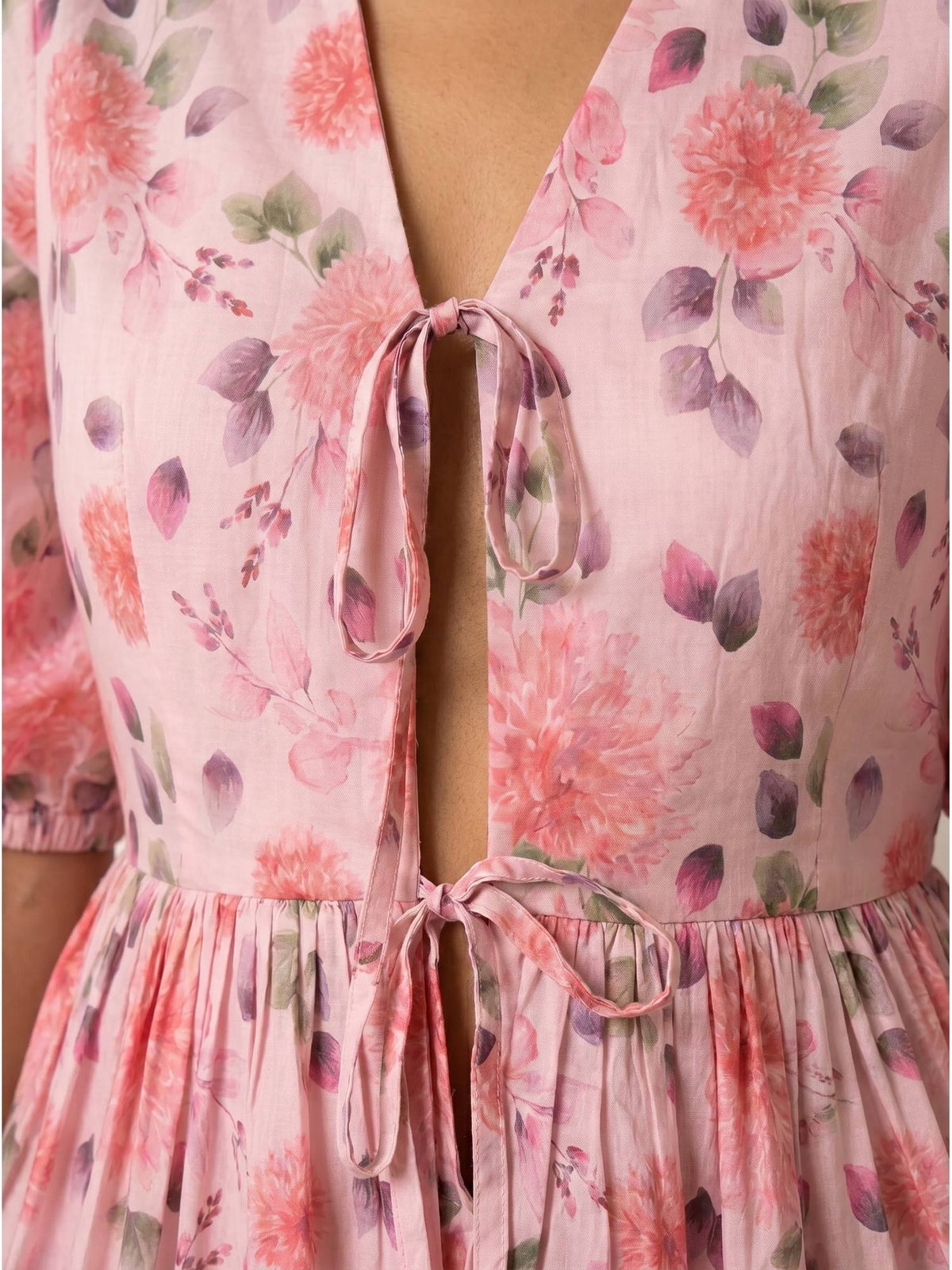 Pink Women's Printed Poplin Peplum Top | pt51 - view 4