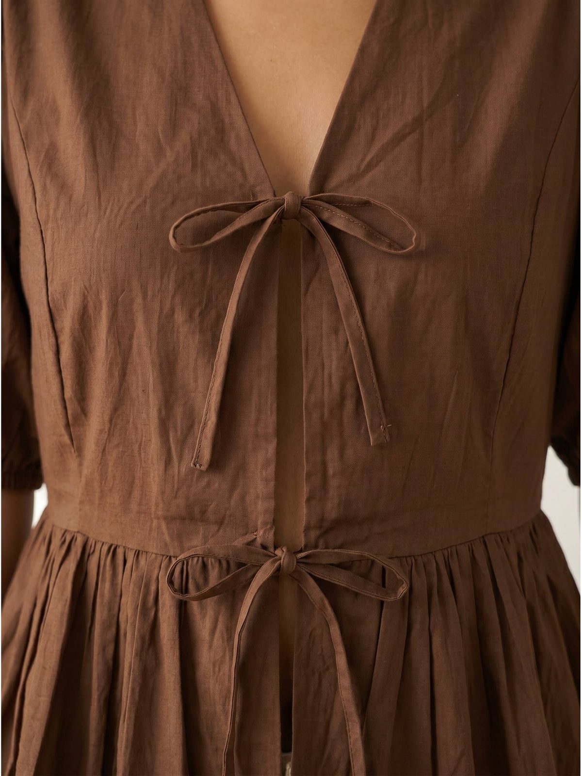 Brown Women's Cotton Poplin Peplum Top | pt51 - view 4