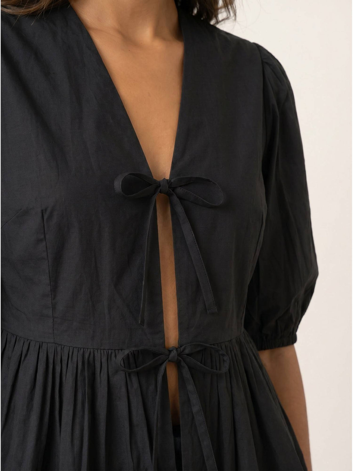 Black Women's Cotton Poplin Peplum Top | pt51 - view 3