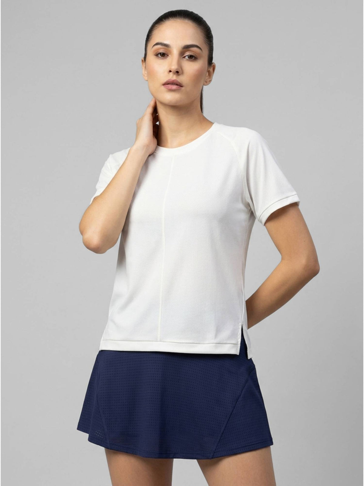 Women’S White Gym Active T-Shirt with Side Slit | TT89 - view 1