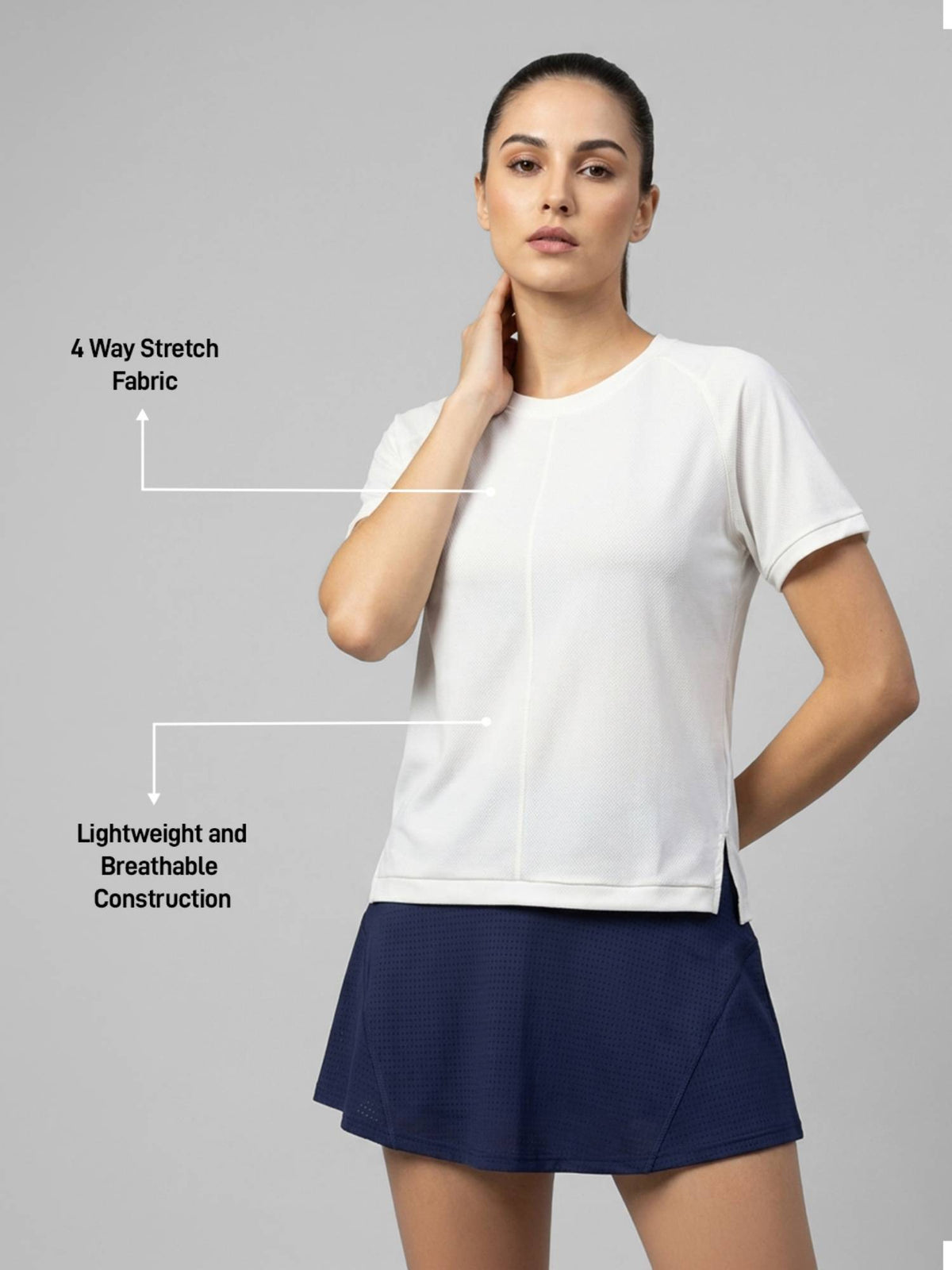Women’S White Gym Active T-Shirt with Side Slit | TT89 - view 4