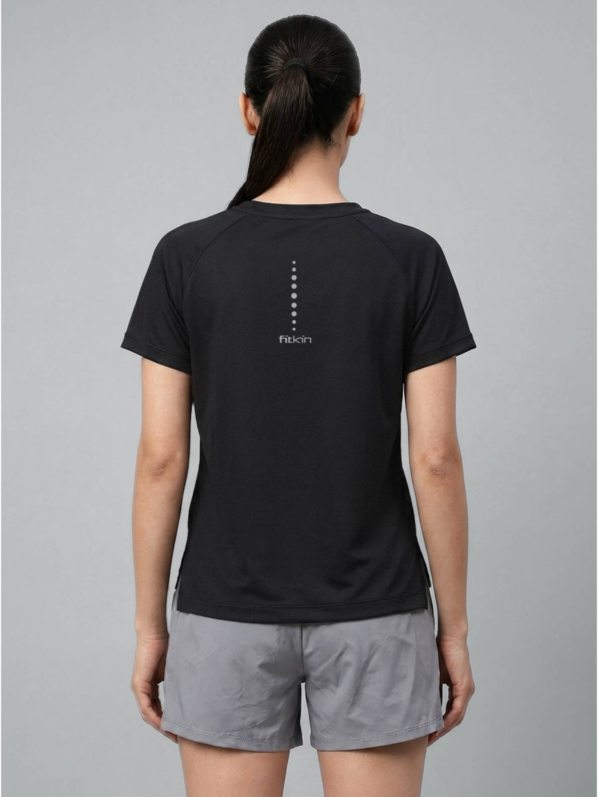 Women’S Black Gym Active T-Shirt with Side Slit | TT89 - view 5