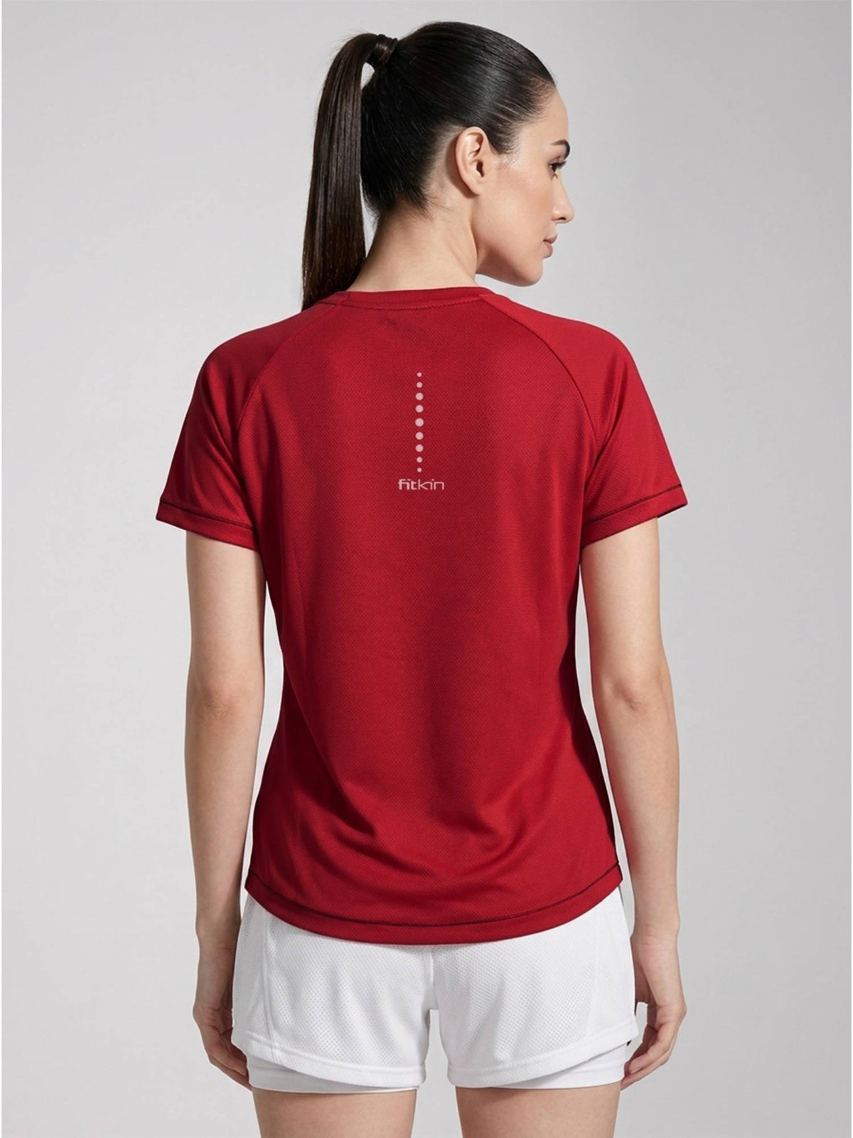Women’S Red Gym Active T-Shirt with Side Slit | TT89 - view 5