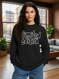 Women Boyfriend Fit Black Full Sleeve Round Neck T-Shirt | PW43 - view 1