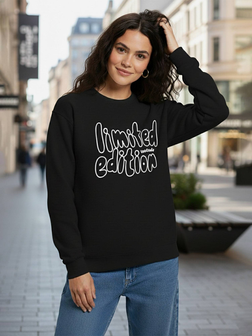 Women Boyfriend Fit Black Full Sleeve Round Neck T-Shirt | PW43 - view 2