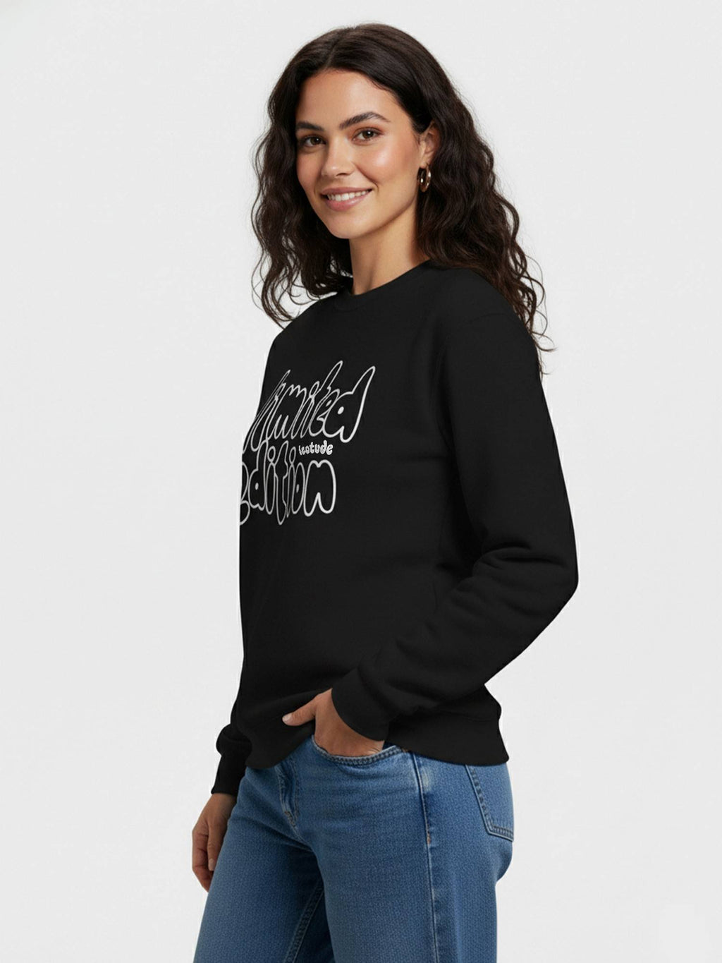Women Boyfriend Fit Black Full Sleeve Round Neck T-Shirt | PW43 - view 4