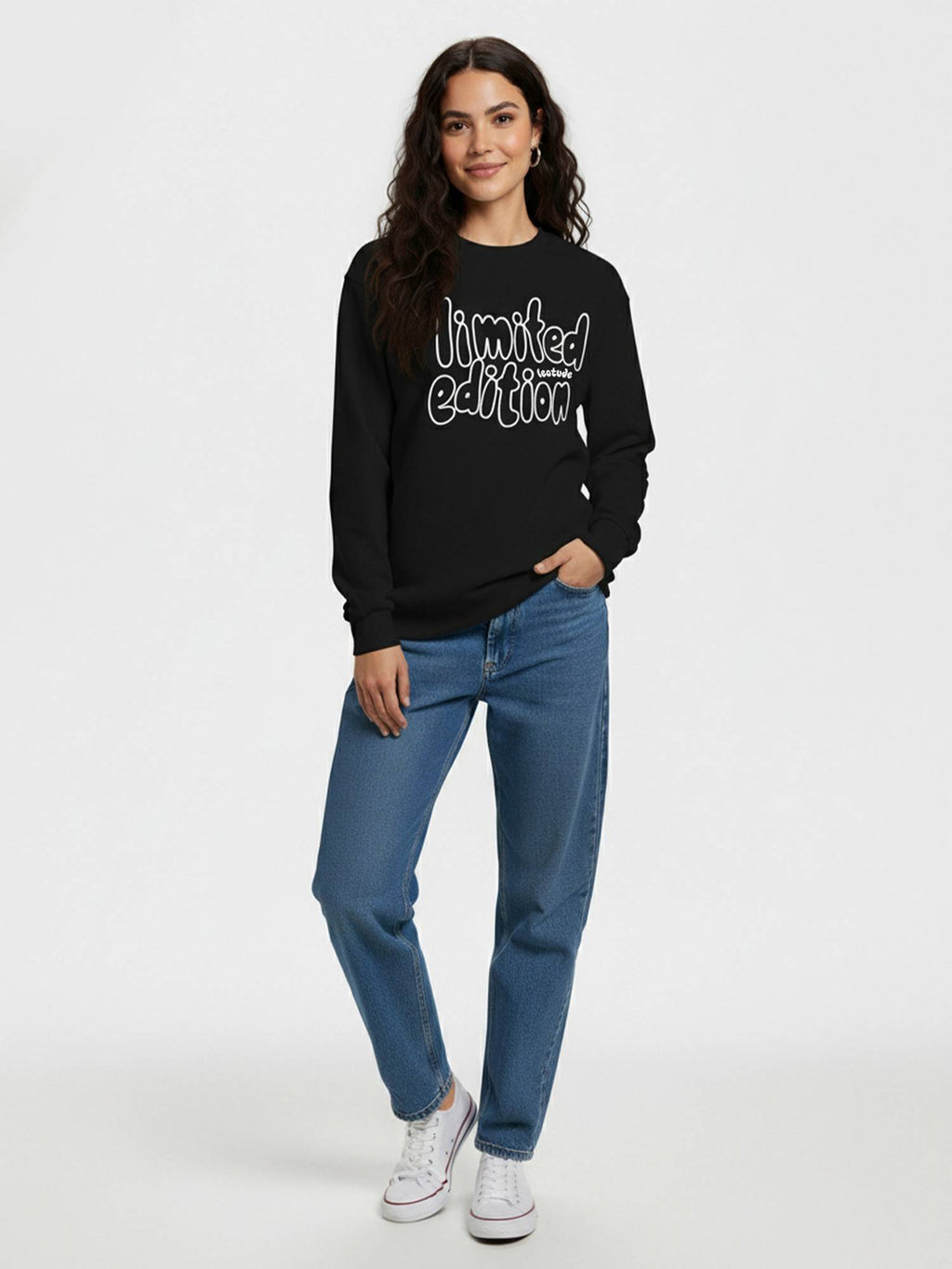 Women Boyfriend Fit Black Full Sleeve Round Neck T-Shirt | PW43 - view 5
