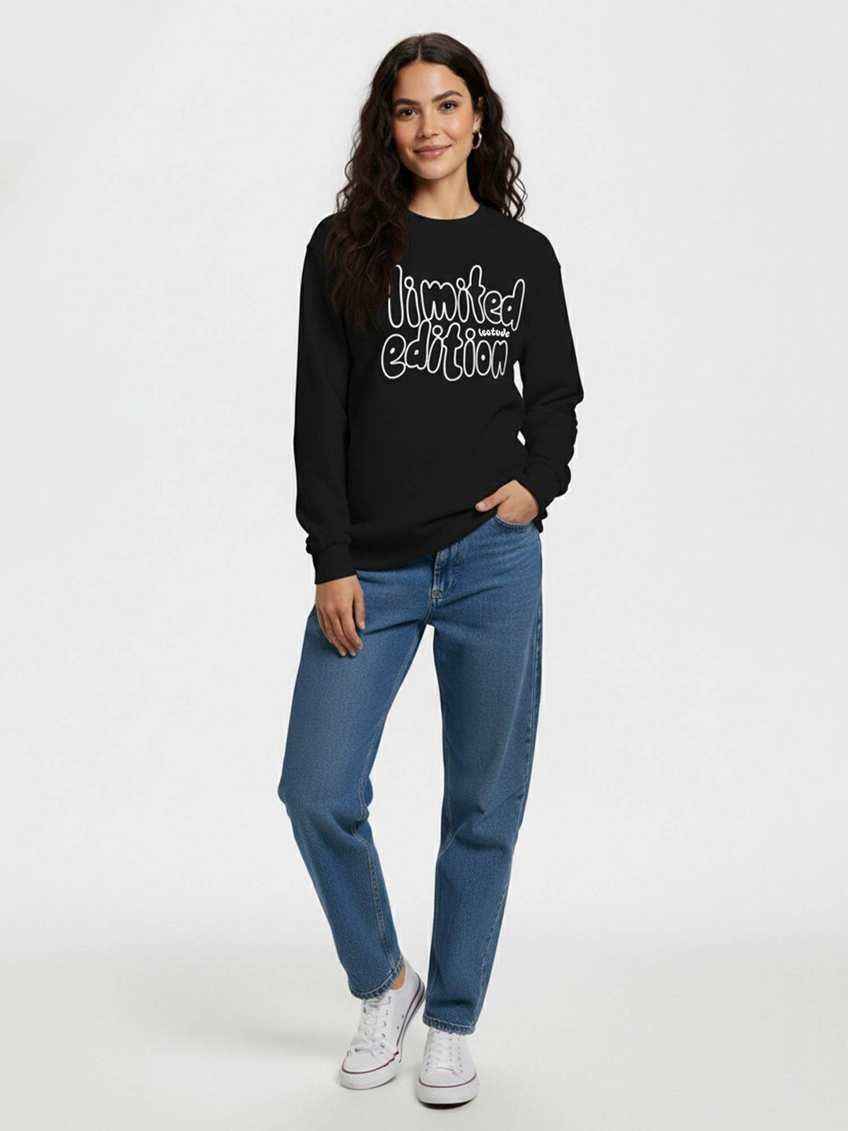 Women Boyfriend Fit Black Full Sleeve Round Neck T-Shirt | PW43 - view 5