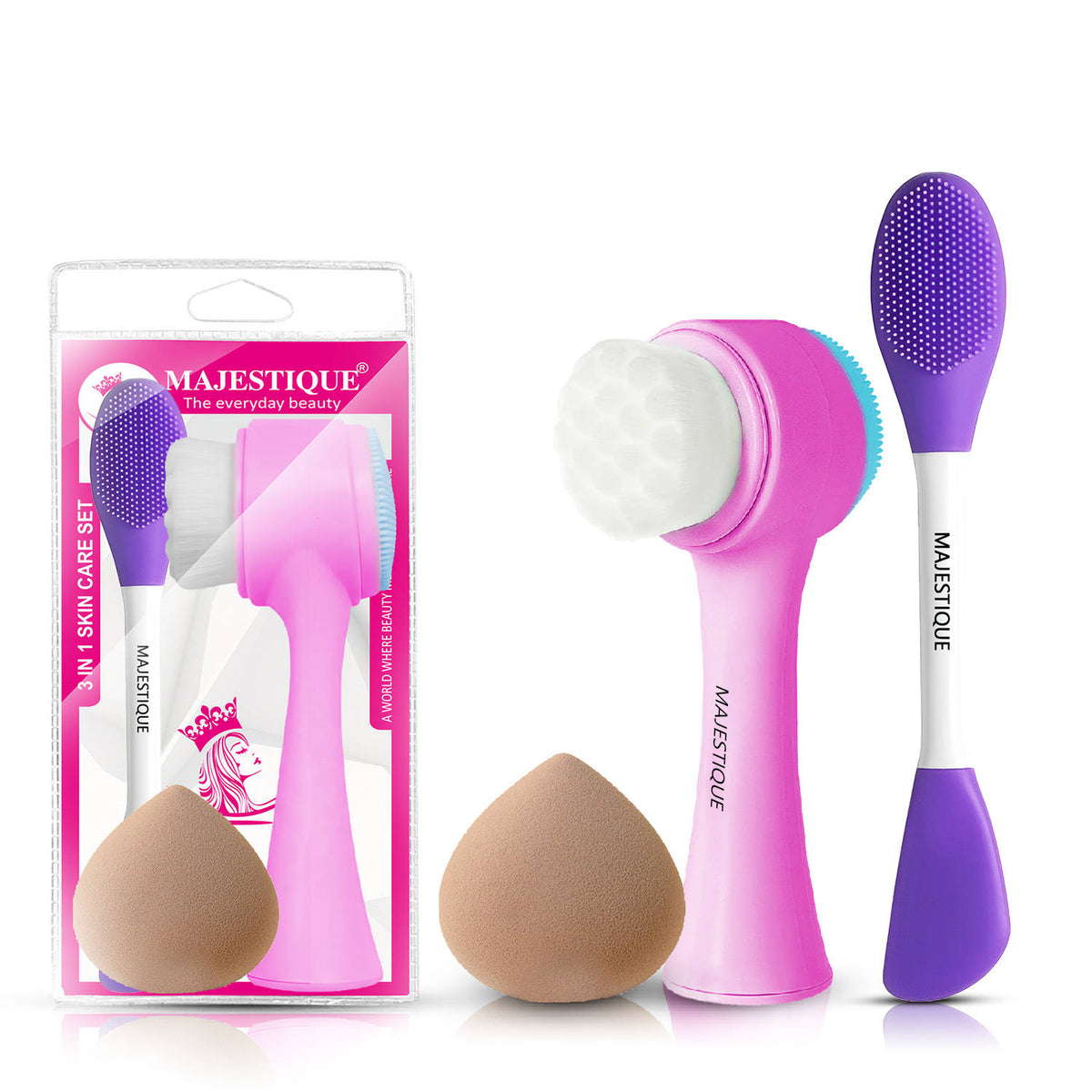 3 In 1 Skin Care Set With Facial Cleansing Brush & Beauty Blender | T32 - view 1