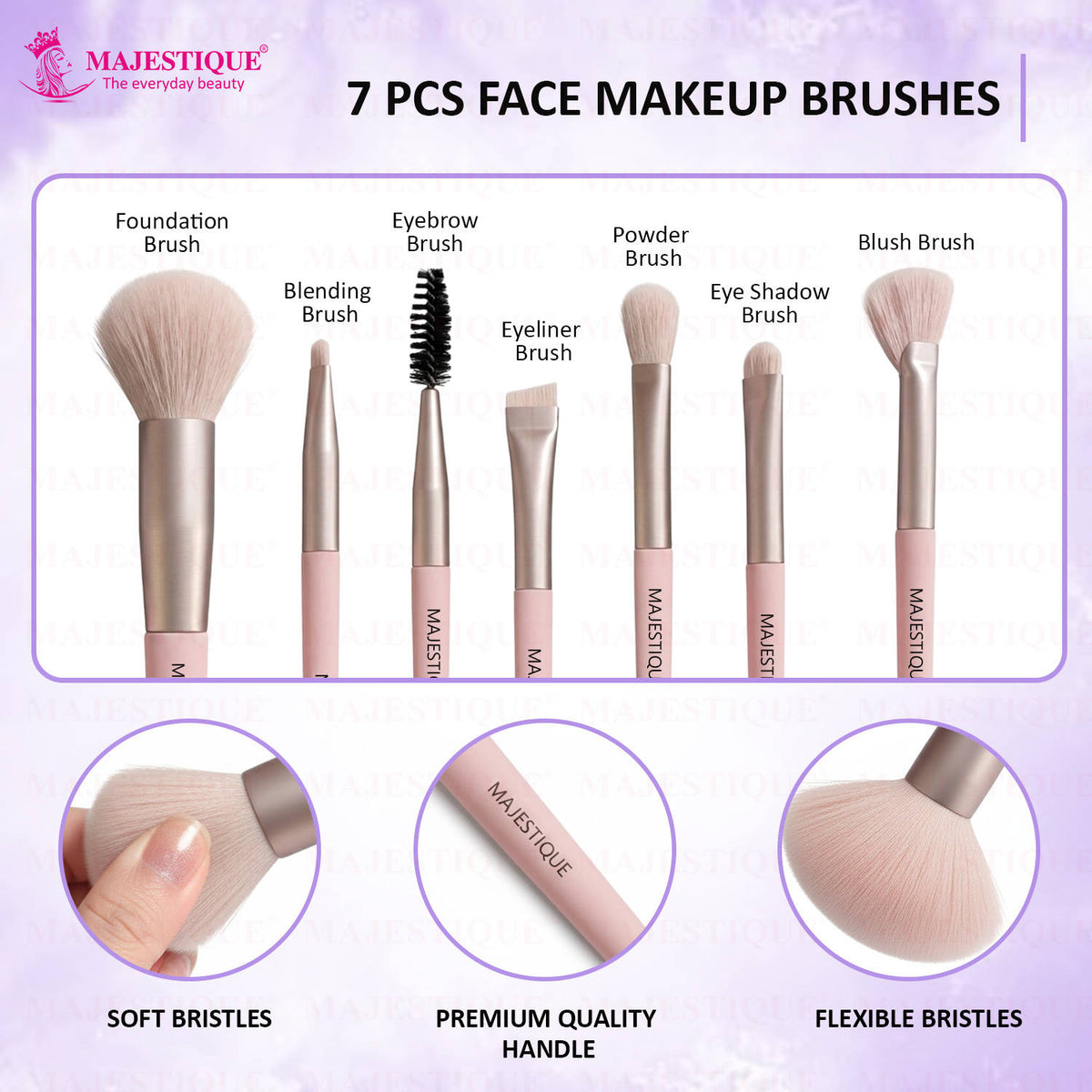 7 Pc Professional Makeup Brush Set For Face & Eye Makeup | T32 - view 2