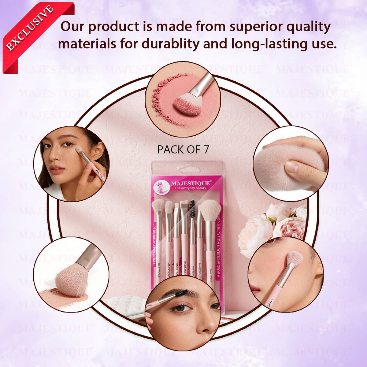 7 Pc Professional Makeup Brush Set For Face & Eye Makeup | E20 - view 5