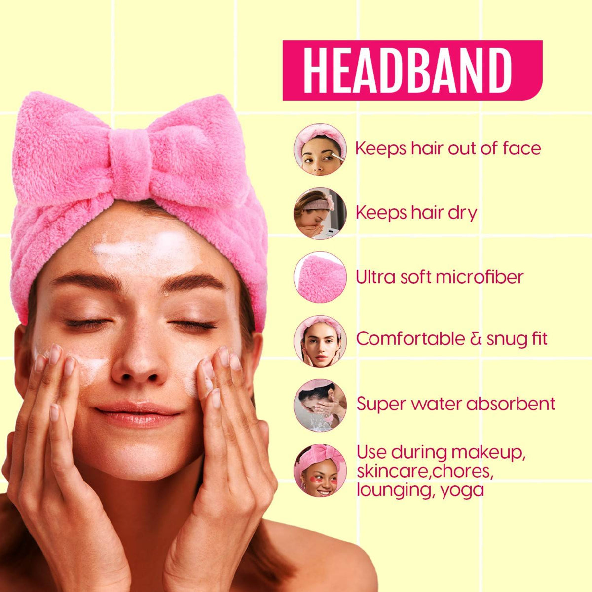 Bow Headband Wristband & Claw Clip Hair Clutcher Set for Facewash Spa Makeup SkincareCombo | C83 - view 2