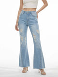 Light Blue Ripped Boot Cut Jeans | BT10 - view 1