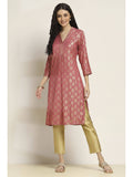 Women Pink Viscose Blend Printed Straight Kurta | FY93 - view 1
