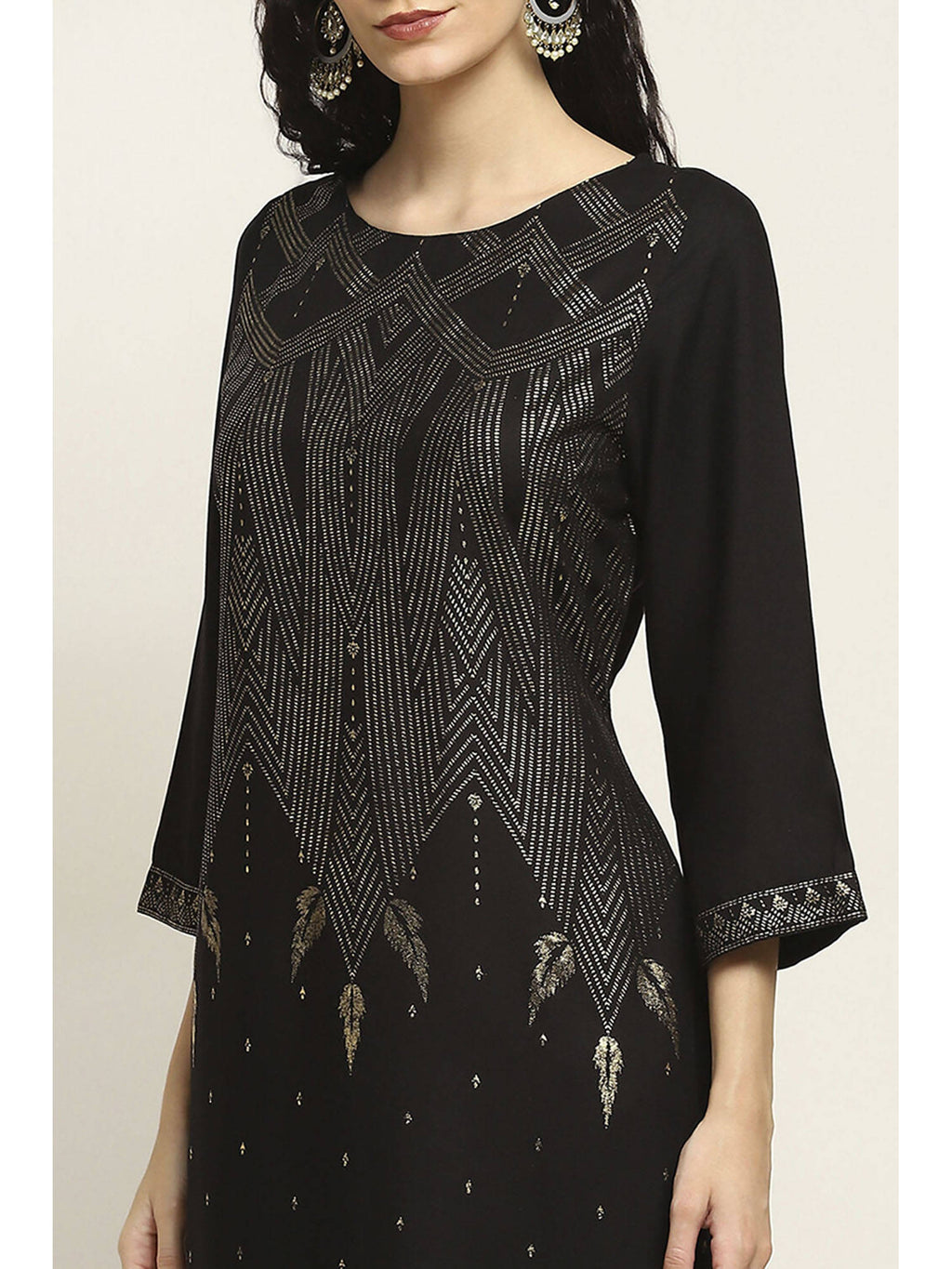 Women Blue Viscose Rayon Printed Straight Kurta | FY93 - view 9