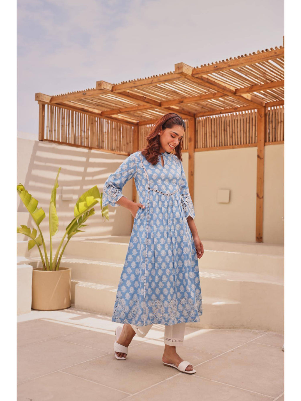Blue Printed Kurta | U3S - view 3