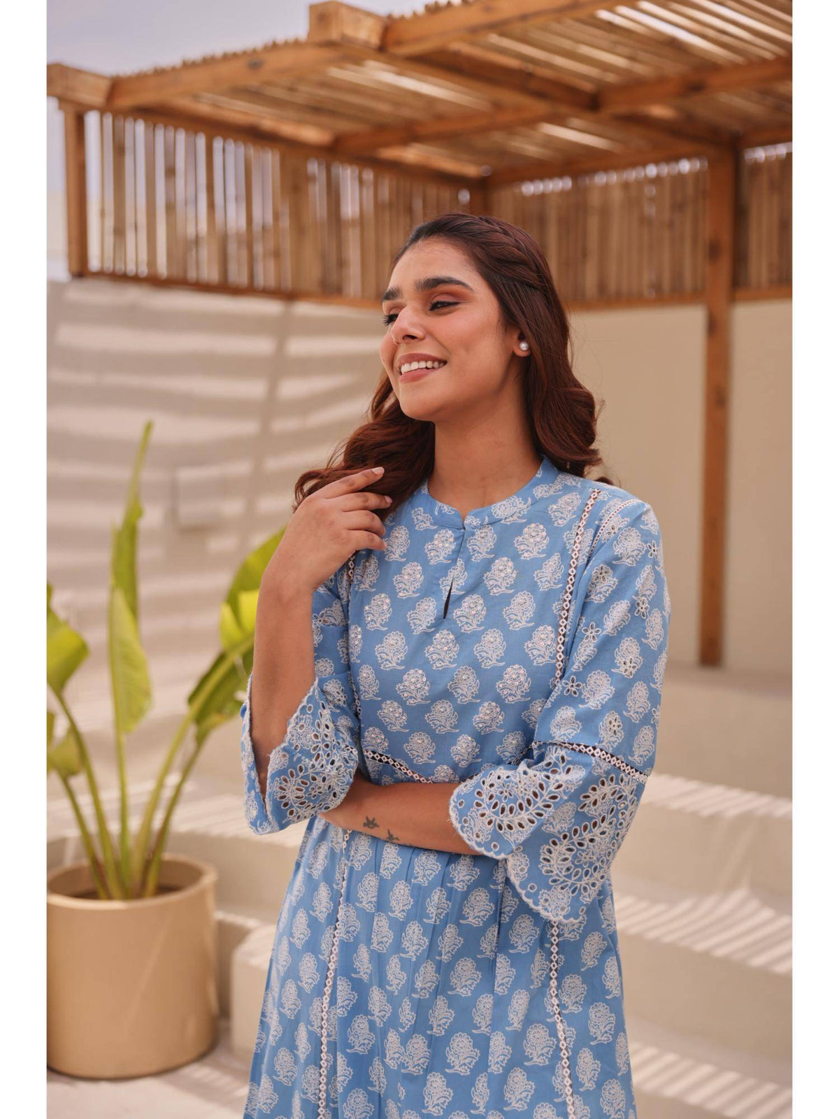 Blue Printed Kurta | U3S - view 5