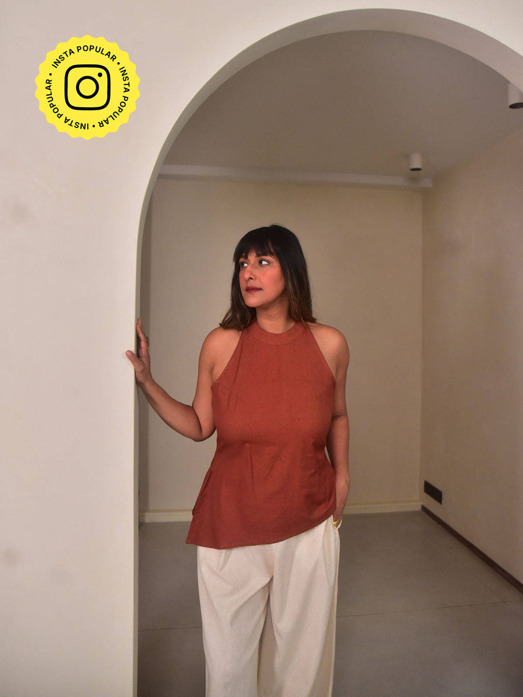Womens Brown Rae Asymmetrical Top | HT67 - view 1